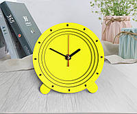 Часы желтые Круглые желтые часы Часы с черными стрелками Часы деревянные Часы без циферблата Круглые часы 15см