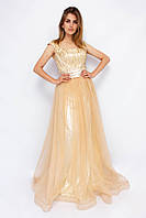 Женское нарядное вечернее длинное платье Odrella золотистое