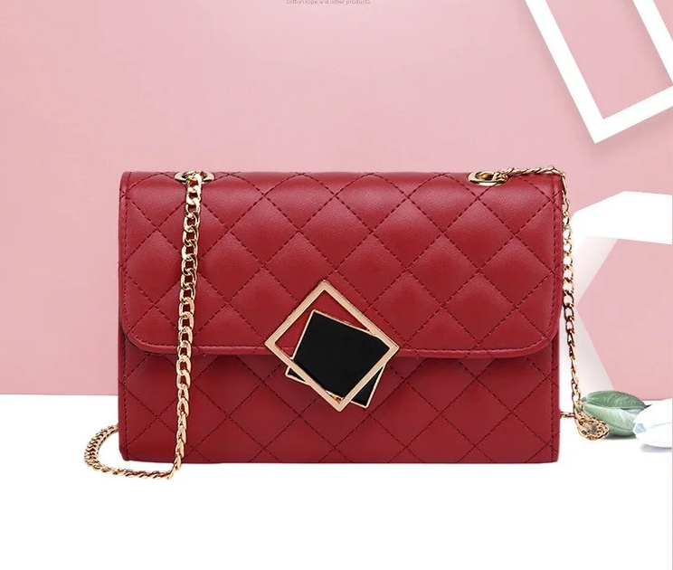 Жіноча міні сумочка на плече, клатч "London" стьобана на ланцюжку (червона), фото 1