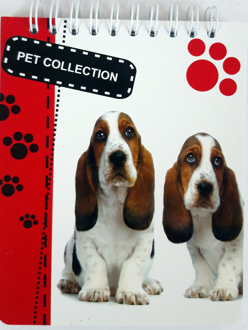 Блокнот біле тло, А6 верх. пружина, 100 аркушів офсет, клітка "Pet Collection", обкладинка м'яка 139010 KNZ