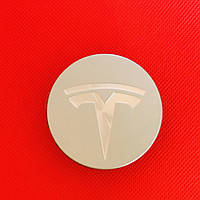 Ковпачки заглушки на диски Tesla 57/50 мм, 6005879-00-A, сірий із хром лого