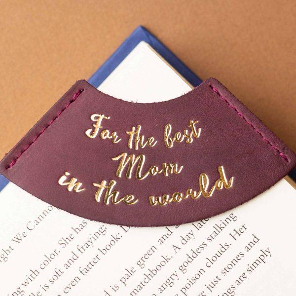 Закладка для книги з натуральної шкіри "Для кращої мами у світі", фото 1