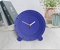Часы синие Круглые синие часы Часы синего цвета Настольные синие часы Детские синие часы Безшумный механизм