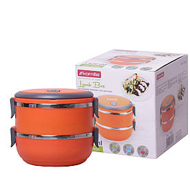 Ланч бокс обідній подвійний Kamille Помаранчевий 1400мл KM-2106