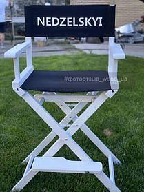 Высокий стул для визажиста, складной, деревянный, стул режиссера, стул для фото сессии, черно-белый 1