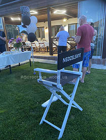 Высокий стул для визажиста, складной, деревянный, стул режиссера, стул для фото сессии, черно-белый 3