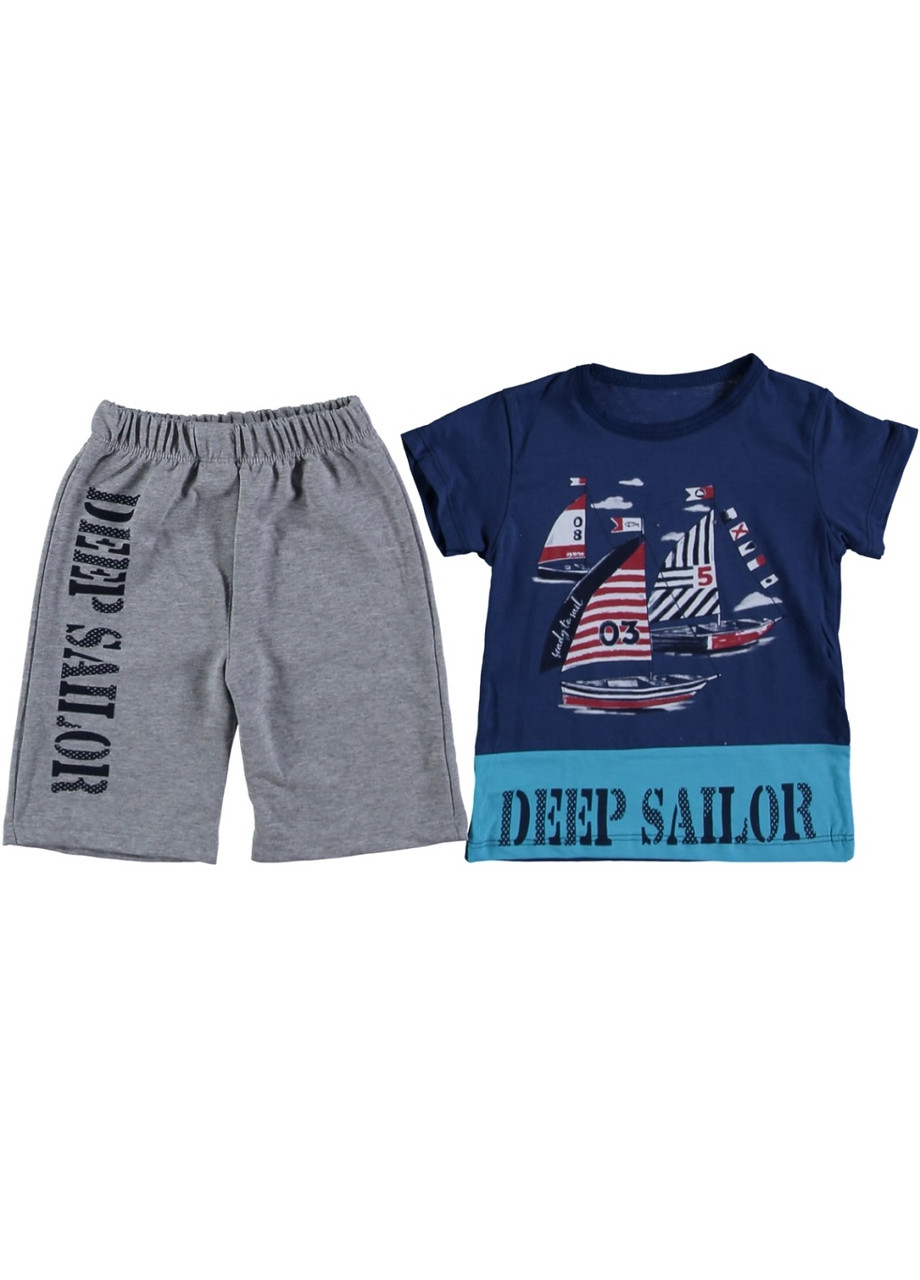 Костюм дитячий для хлопчика (шорти й футболка) морський принт 5 років