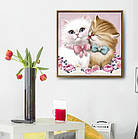 Алмазна вишивка милі котики 30х30 см, часткова викладка, фото 2