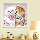 Алмазна вишивка милі котики 30х30 см, часткова викладка, фото 3