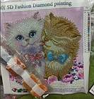 Алмазна вишивка милі котики 30х30 см, часткова викладка, фото 4