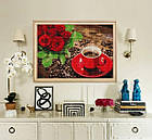 Алмазна вишивка кави та троянди, повна викладка, квадратні стрази, фото 4