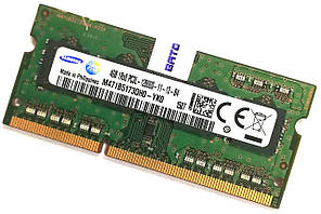 Оперативная память для ноутбука Samsung SODIMM DDR3L 4Gb 1600MHz 12800S 1R8 CL11 (M471B5173QH0-YK0) Б/У МИНУС