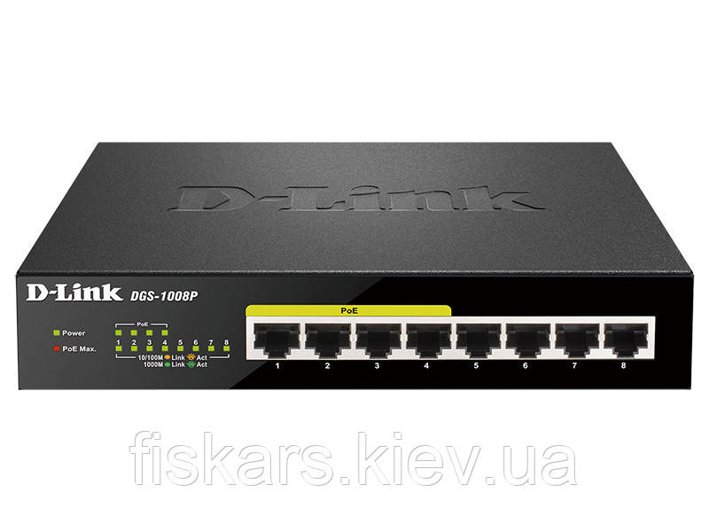 Некерований комутатор D-Link DGS-1008P (Refubished)