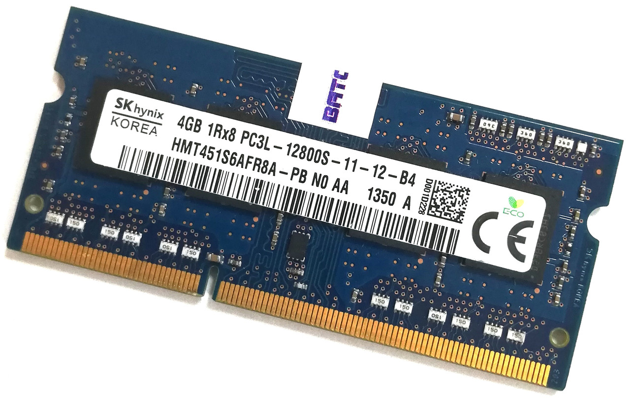 Оперативная память для ноутбука Hynix SODIMM DDR3L 4Gb 1600MHz 12800s CL11 (HMT451S6AFR8A-PB N0 AA) Б/У МИНУС