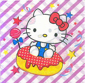 Серветки полоски "Хеллоу Кітті", Салфетки "Hello Kitty"