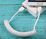 Автомобільний пружинний кабель Robotsky для телефона, з роз'ємами MicroUSB — USB, 2.1 A, 1,2 м Білий, фото 2
