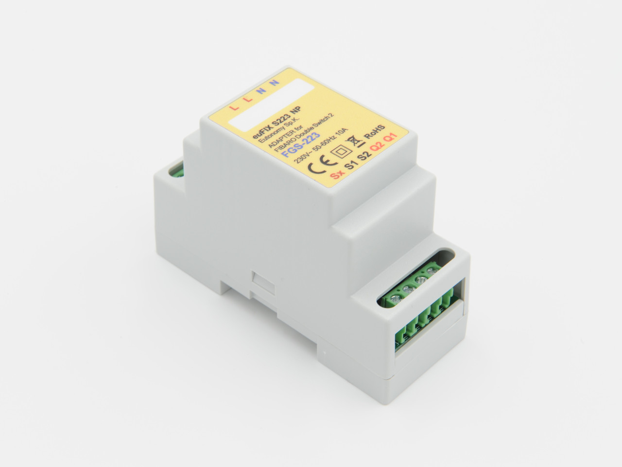 Адаптер на DIN рейку Eutonomy для модуля FIBARO Double Switch 2 — euFIX S223NP DIN adapter