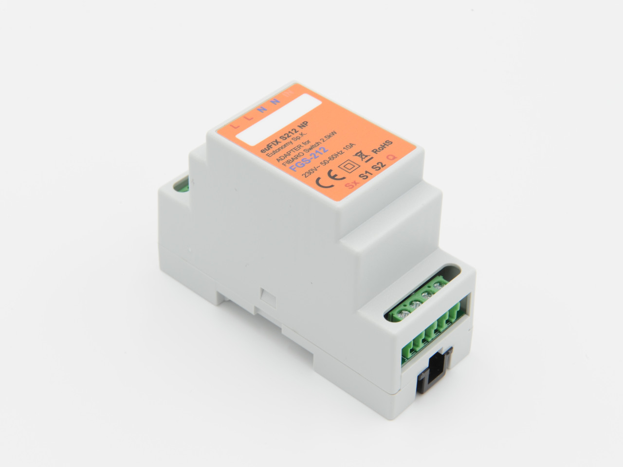 Адаптер на DIN рейку Eutonomy для модуля FIBARO Relay Switch 2,5 kW — euFIX S212NP DIN adapter