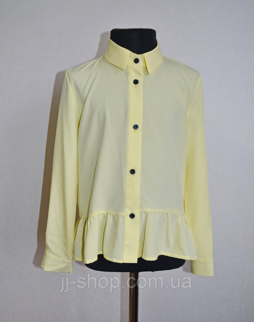 Дитяча шкільна блузка (сорочка) для дівчаток 5-10 років лимонного кольору