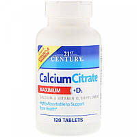 21st Century, Calcium Citrate+D3 (120 таб), кальций цитрат витамин D-3