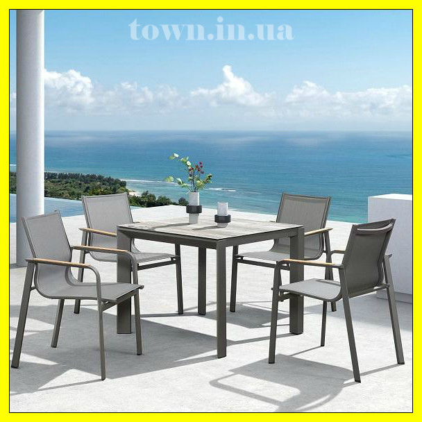 Обідній скляний стіл RONA 90х90х75.Стіл для вулиці,для тераси,для дому,для кухні