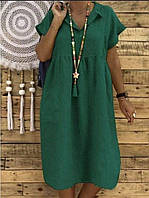 Літнє плаття з натурального льону, зелене, смарагд, м'ята, червоне, жовте, д-р кольори, на вибір.
