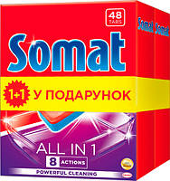 Somat Таблетки для посудомойки 96 шт. All in 1 сомат таблетки для посудомоечной машины мытья посуды