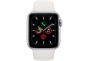 Смарт Apple Watch Series 5, 44mm GPS Silver Aluminum Case with White Sport Band (MWVD2)