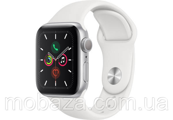 Смарт Apple Watch Series 5, 40mm, Silver Aluminum Case with White Sport Band, GPS (MWV62 )