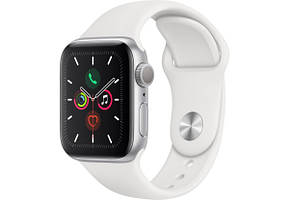 Смарт Apple Watch Series 5, 40mm, Silver Aluminum Case with White Sport Band, GPS (MWV62 )