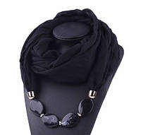 Женский шарф с ожерельем 150 на 60 см черный