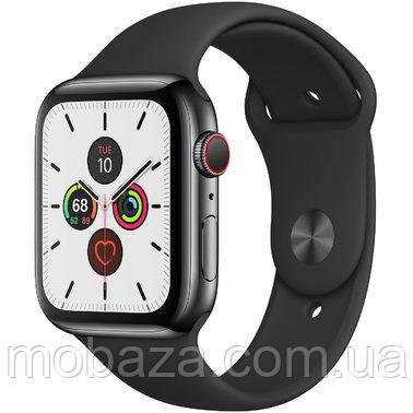 Apple Watch Series 5 GPS + Cellular 44mm Space Black Stainless Steel Case with Black Sport Band