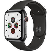 Apple Watch Series 5 GPS + Cellular 44mm Space Black Stainless Steel Case with Black Sport Band