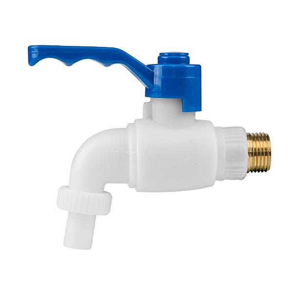 Пластиковий кран зі сталевим входом, НР 1/2", вихід 1/2",GTM1212PP/STEEL, фото 1