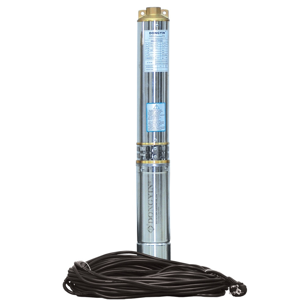 Насос відцентровий свердловинний 0.55кВт H 58(44)м Q 100(60)л/хв Ø102мм (кабель 35м) DONGYIN 4SEm4/8 (777472), фото 1