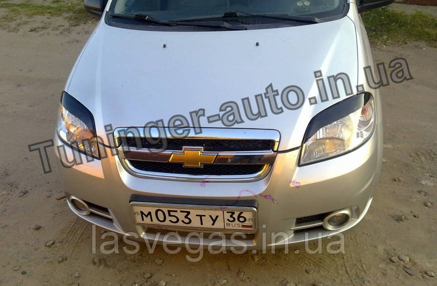 Реснички на фары Chevrolet Aveo T250 2005-2012 (ANV)