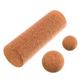 Набір масажний Corkwood Ball & Roller коркове дерево, для йоги, фітнесу, масажу