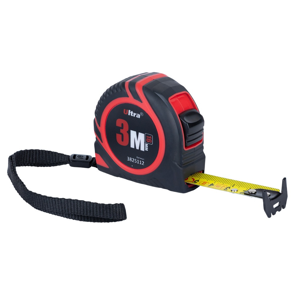 Рулетка обгумована з нейлоновим покриттям полотна 3м×16мм ULTRA (3825112), фото 1