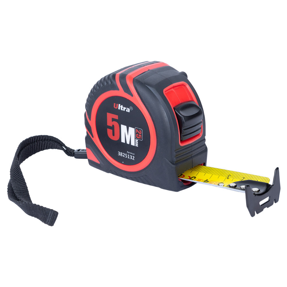 Рулетка обгумована з нейлоновим покриттям полотна 5м×25мм ULTRA (3825132), фото 1