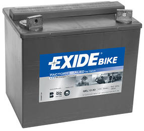 Мотоаккумулятор гелевий EXIDE GEL12-30 30АГ 180А /розмір 197х132×186 / Лівий [+]