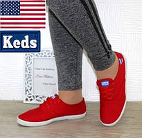 Мокасини жіночі текстильні, низькі кеди Keds Champion originals. Червоні