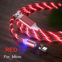 Магнитный светодиодный кабель для зарядки micro USB \ шнур светящийся магнитный micro USB (1 метр)