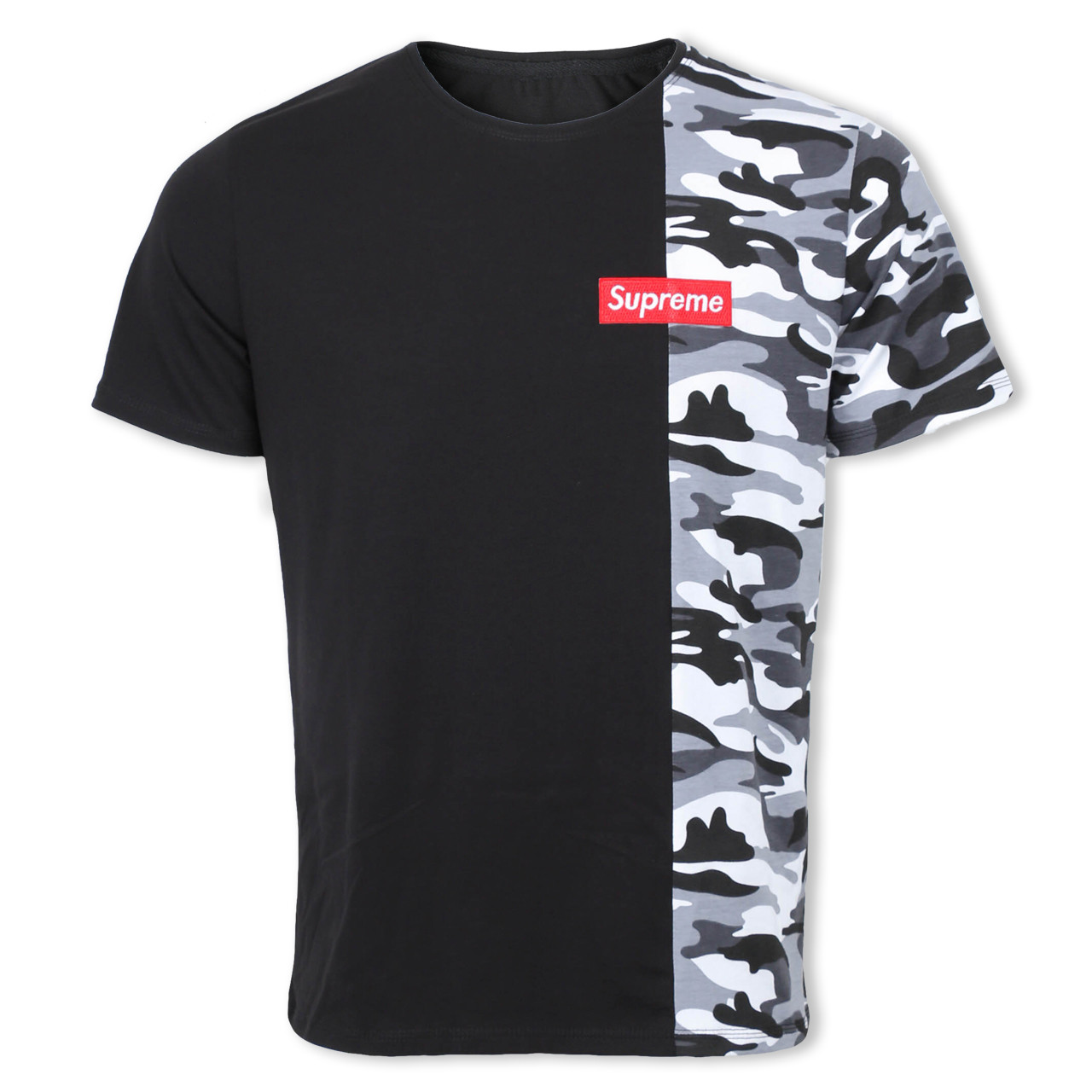 Футболка чоловіча чорна з білим камуфляжем SUPREME з патчем Ф-10 BLK/K-3 XXL (Р) 20-832-020, фото 1