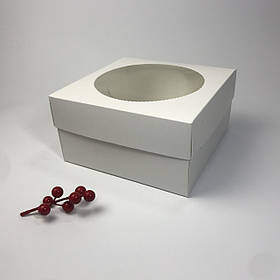 Коробка для капкейків (4 шт), 200*200*105 мм, з вікном, біла