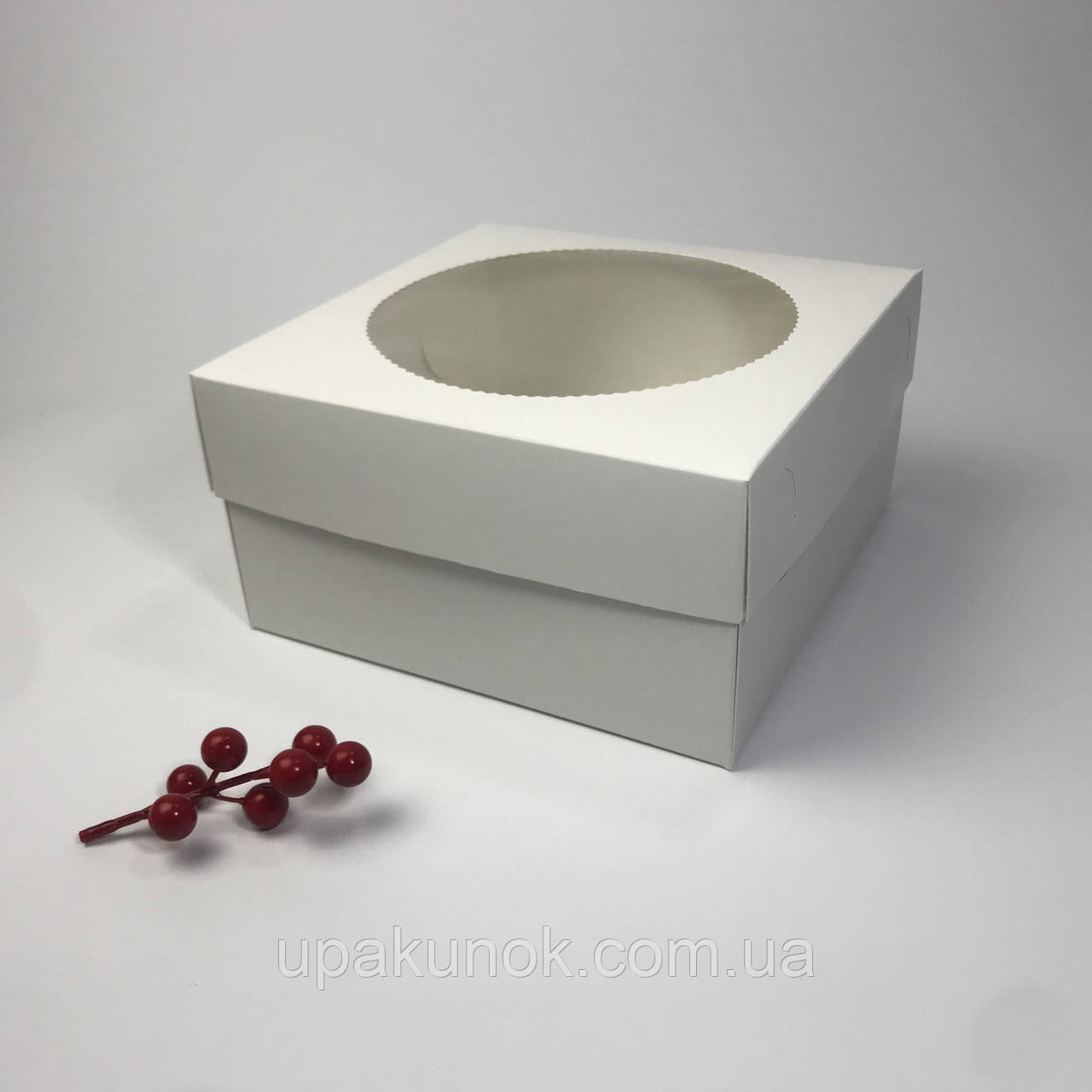 Коробка для капкейков (4 шт), 200*200*105 мм, с окном, белая - фото 1 - id-p1196730034
