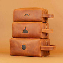 Косметичка/несесер з натуральної шкіри ручної роботи (колір на вибір з палітри)