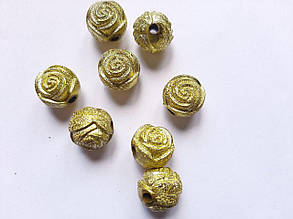 Бусини пластик "Роза" з покриттям фольга 15 мм 500 грамів