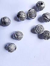 Бусини пластик "Роза" з покриттям фольга 15 мм 500 грамів