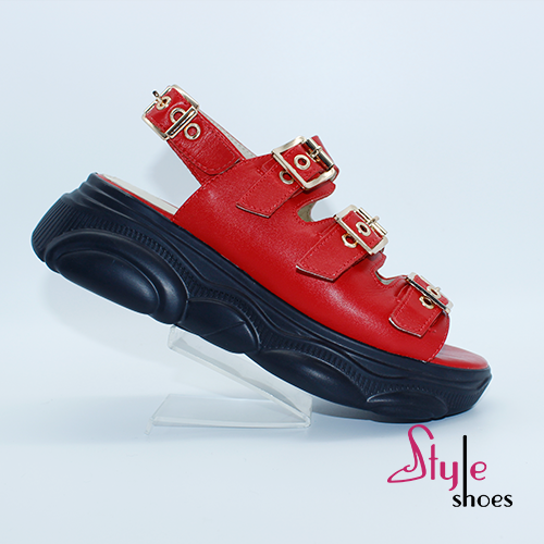 Босоніжки на сучасній платформі червоні, жіночі “Style Shoes”