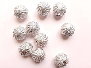 Бусини пластик "Зефір" з покриттям фольга 18 мм 500 грамів